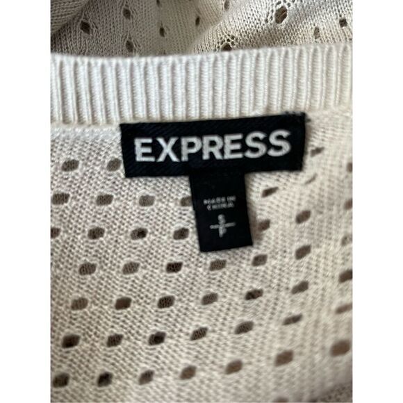 Express Women's Small Knit Taupe Cream Color Pullover Scoop Neck Sweater - Picture 5 of 8